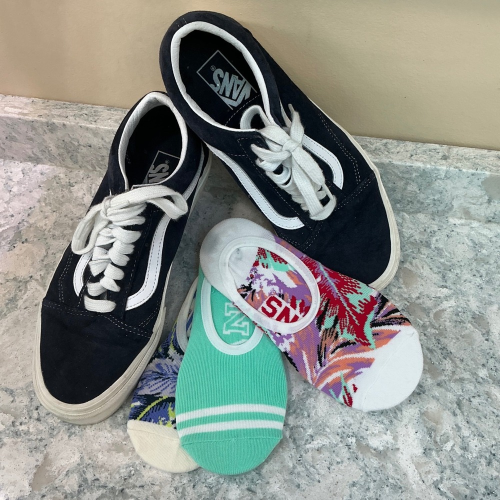Vans Sneakers Old Skool Mens 8 Womens 9.5 Navy Blue Water Repellent Suede Canvas